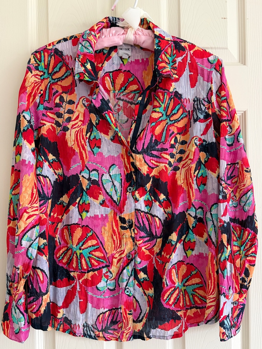 Nic+Zoe Women’s Multicolor Floral Button-Up Shirt Size Small